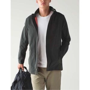 Lululemon Stowen Shell Size L Charcoal Gray Stowaway Hood Zip Water Resistant